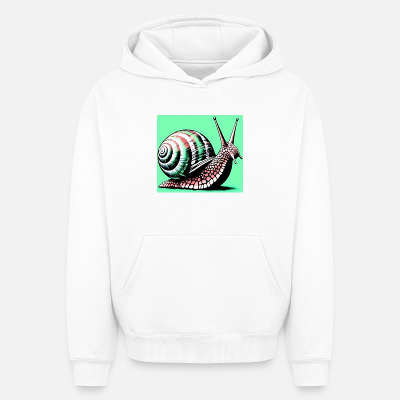 Escargot - Sweat à capuche unisexe oversize épais SPREAD - blanc