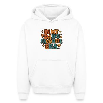 In My Dad's Favorite Era Daughter Families Humor - Oversized Heavyweight Unisex Hoodie - white - Front - AI Model Female 172 dark (172cm) & AI Model Male 185 light (185cm)
