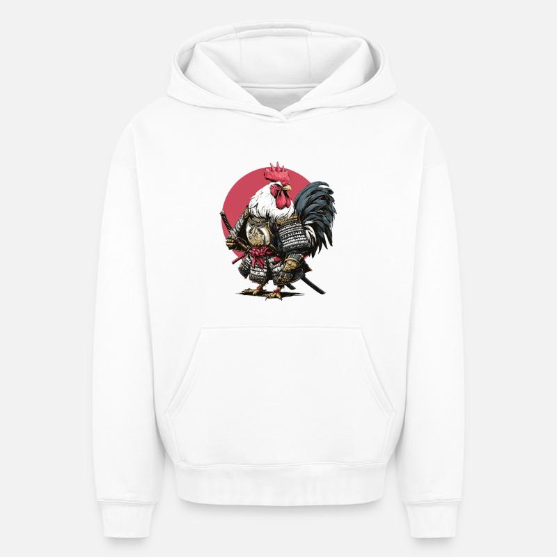 Armure samouraï coq - Sweat à capuche unisexe oversize épais SPREAD - blanc