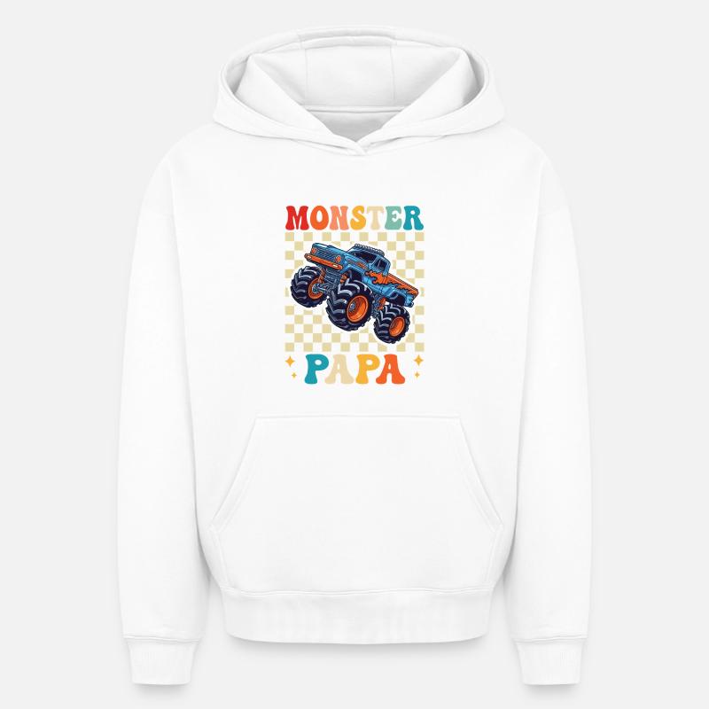 Monster Truck Papa - Sweat à capuche unisexe oversize épais SPREAD - blanc