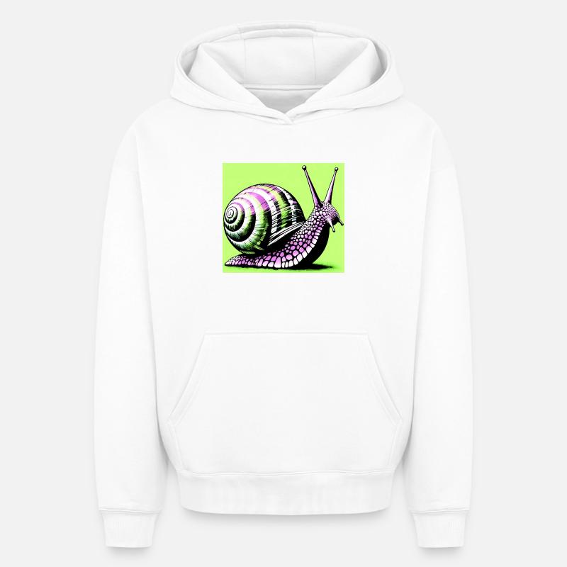 Escargot - Sweat à capuche unisexe oversize épais SPREAD - blanc