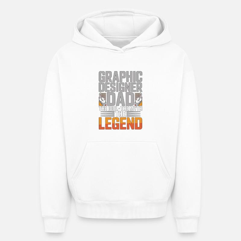 Graphiste Papa L’idole L’Artiste Visuel - Sweat à capuche unisexe oversize épais SPREAD - blanc