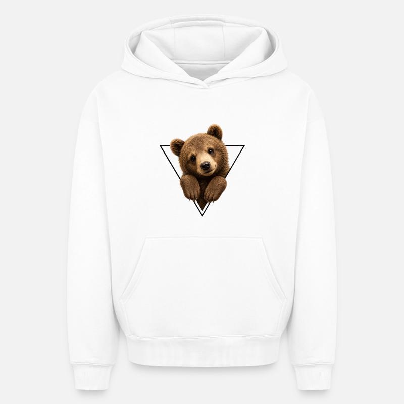Ourson en triangle - Sweat à capuche unisexe oversize épais SPREAD - blanc