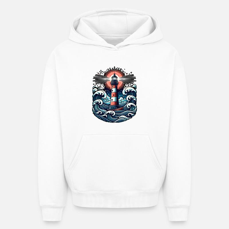 phare - Sweat à capuche unisexe oversize épais SPREAD - blanc