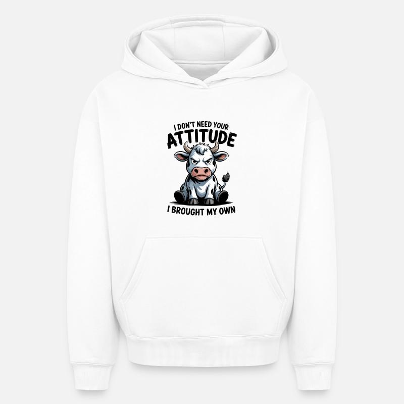 Attitude de vache : expression - Sweat à capuche unisexe oversize épais SPREAD - blanc