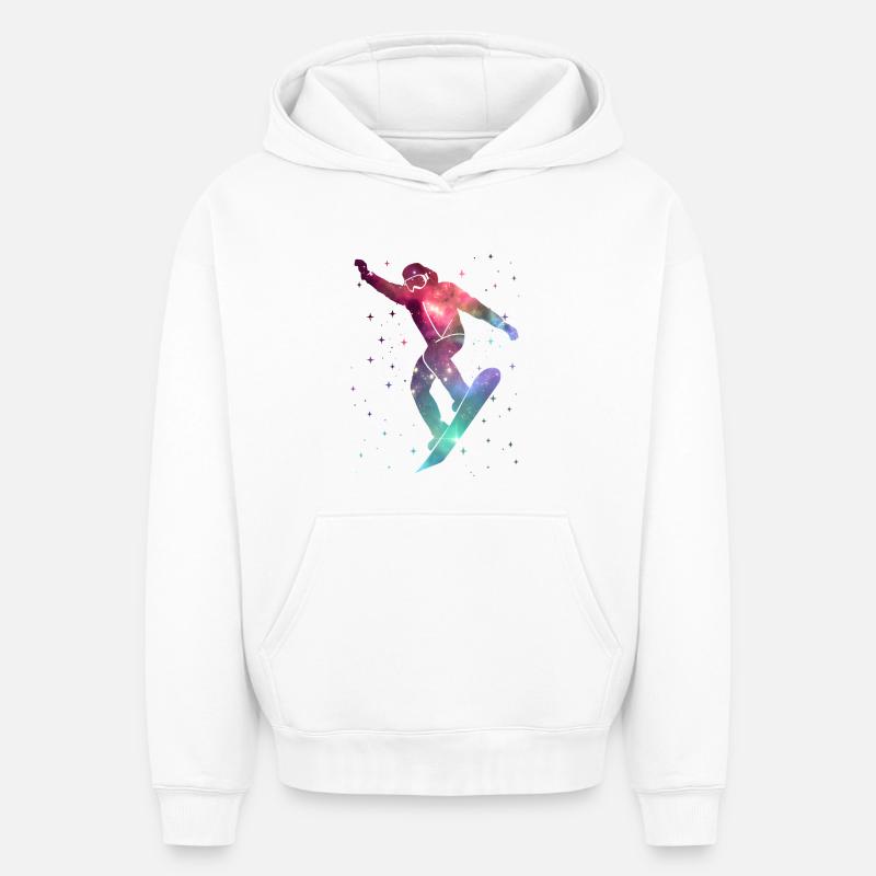 Snowboardeurs Snowboard Espace Snowboard - Sweat à capuche unisexe oversize épais SPREAD - blanc