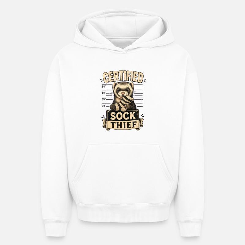 VOLEUR DE CHAUSSETTES CERTIFIÉ - Sweat à capuche unisexe oversize épais SPREAD - blanc