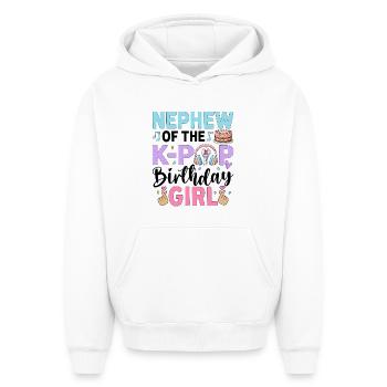 Neveu de la fille d’anniversaire K-Pop - Sweat à capuche unisexe oversize épais SPREAD - blanc - Devant - AI Model Female 172 dark (172cm) & AI Model Male 185 light (185cm)