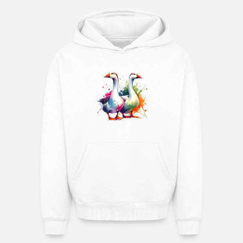 Gans Goose - Sweat à capuche unisexe oversize épais SPREAD - blanc
