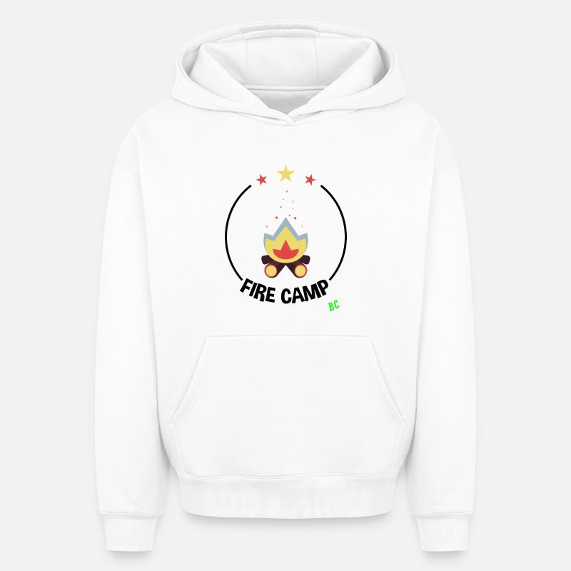 Camp de feu - Sweat à capuche unisexe oversize épais SPREAD - blanc