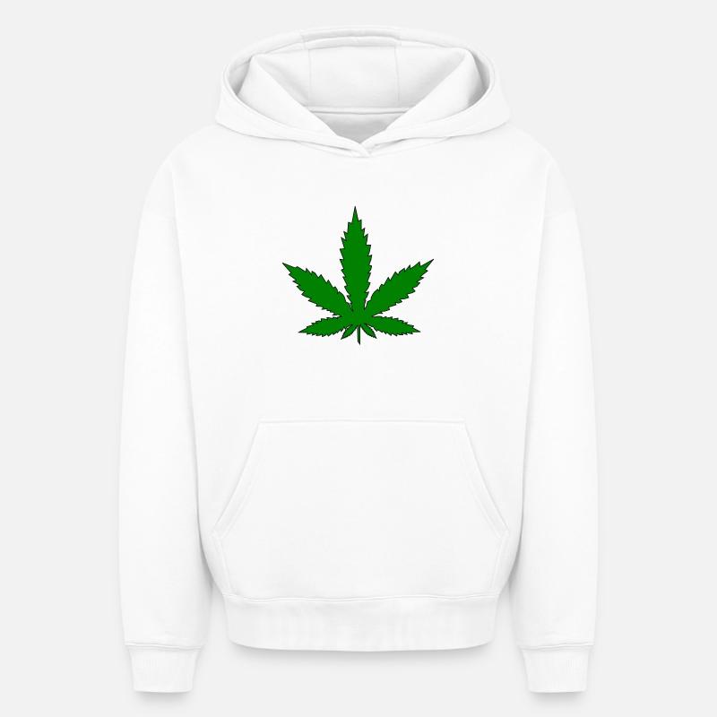Feuille de chanvre - Sweat à capuche unisexe oversize épais SPREAD - blanc