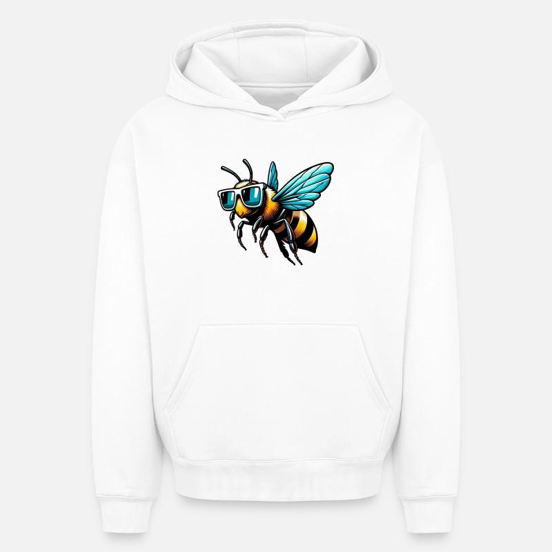 Abeille - Sweat à capuche unisexe oversize épais SPREAD - blanc