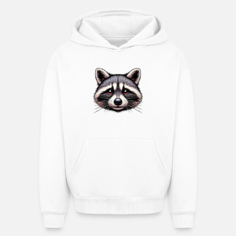Raton laveur - Sweat à capuche unisexe oversize épais SPREAD - blanc