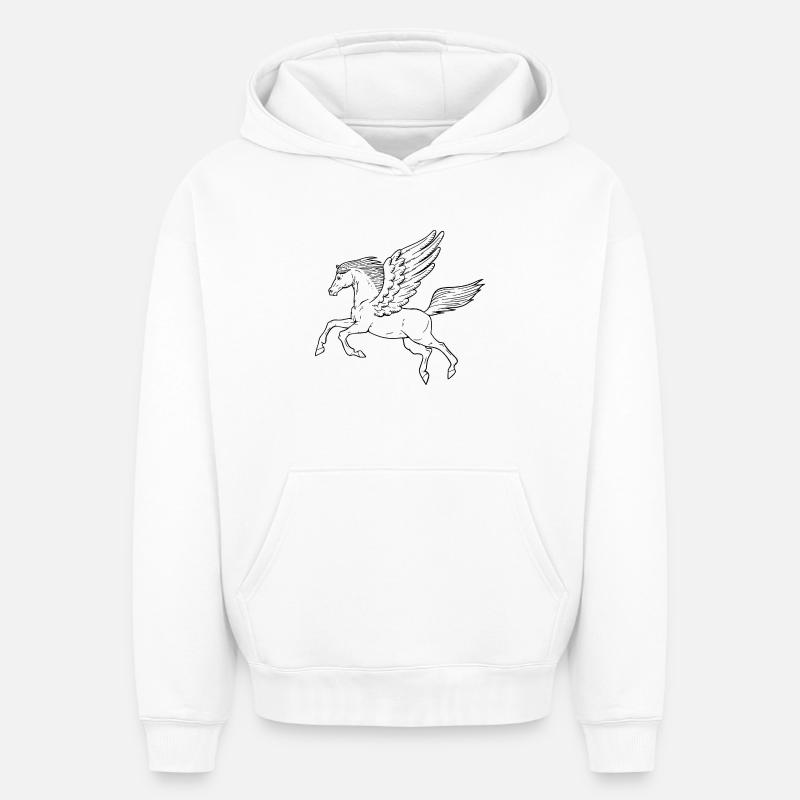 Pégase - Sweat à capuche unisexe oversize épais SPREAD - blanc