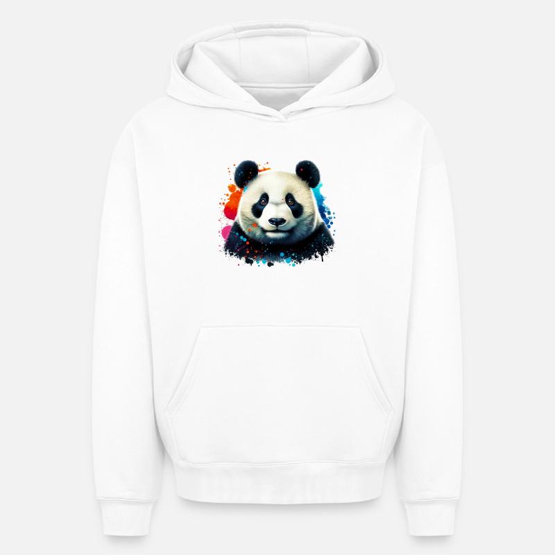 Panda - Sweat à capuche unisexe oversize épais SPREAD - blanc
