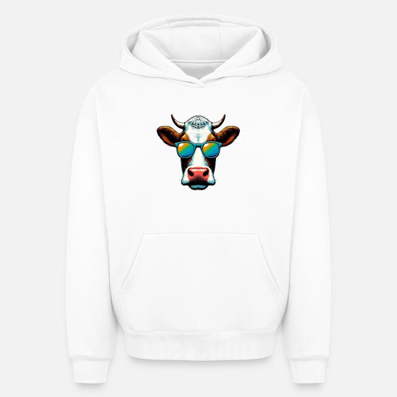 Vache - Sweat à capuche unisexe oversize épais SPREAD - blanc