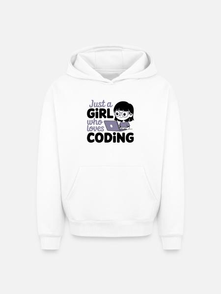 Just a Girl Who Loves Coding - Oversized Heavyweight Unisex Hoodie - white