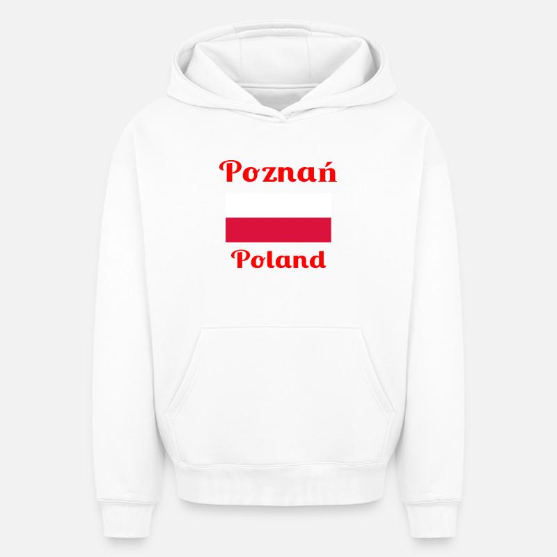Poznan, Pologne - Imprimés élégants - Sweat à capuche unisexe oversize épais SPREAD - blanc