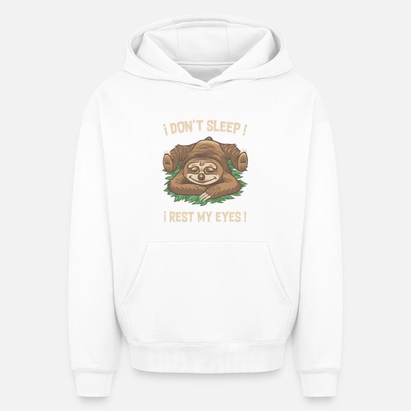 Je ne dors pas ! - Sweat à capuche unisexe oversize épais SPREAD - blanc