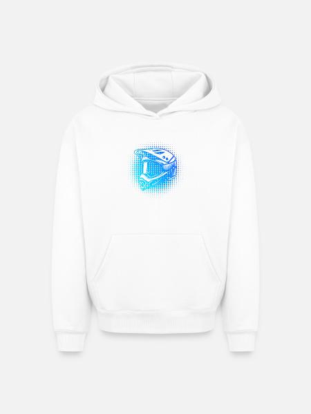 Digital Motocross Helmet Design - Oversized Heavyweight Unisex Hoodie - white