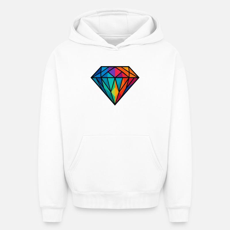Diamant - Sweat à capuche unisexe oversize épais SPREAD - blanc