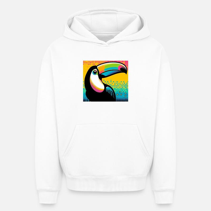 toucan - Sweat à capuche unisexe oversize épais SPREAD - blanc