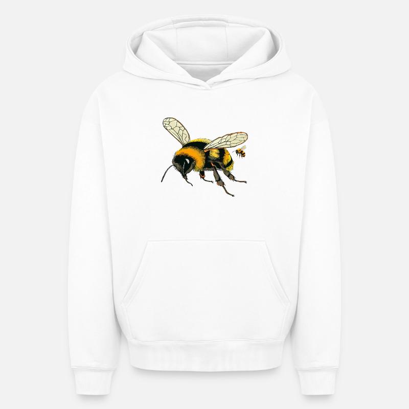 Bourdons - Sweat à capuche unisexe oversize épais SPREAD - blanc