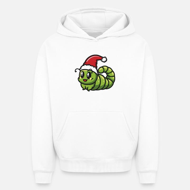 Noël du ver - Sweat à capuche unisexe oversize épais SPREAD - blanc