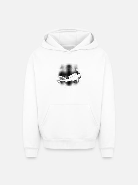 Statement for all diving - Oversized Heavyweight Unisex Hoodie - white