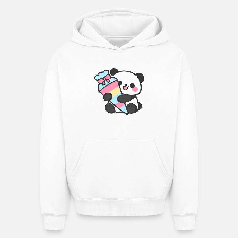 1. Klasse Panda Einschulung Geschenk 2026 - Oversized Heavyweight Unisex Hoodie - Weiß