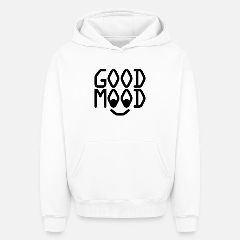 Bonne humeur - Sweat à capuche unisexe oversize épais SPREAD - blanc
