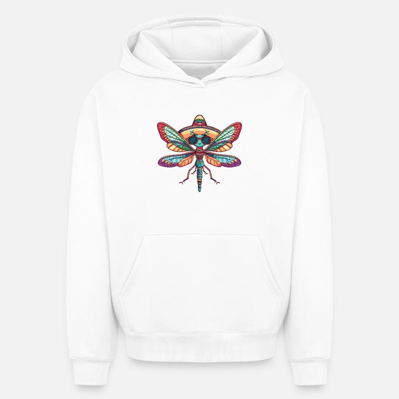 Sombrero drôle de libellule - Sweat à capuche unisexe oversize épais SPREAD - blanc