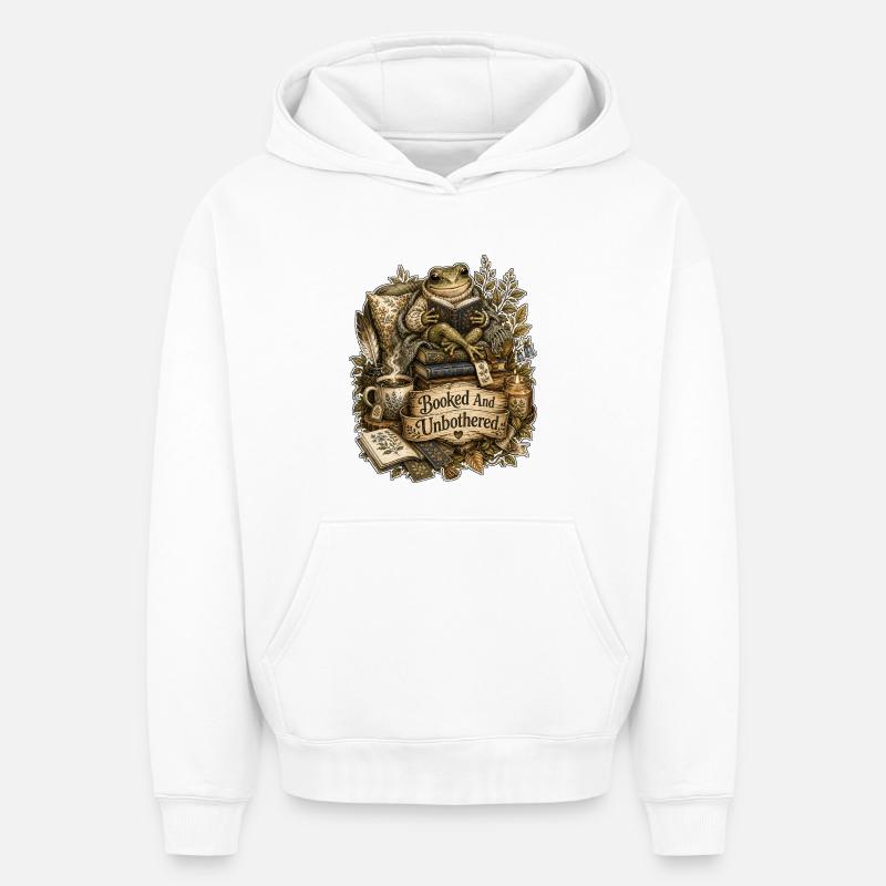 Grenouille réservée et indifférente - Sweat à capuche unisexe oversize épais SPREAD - blanc