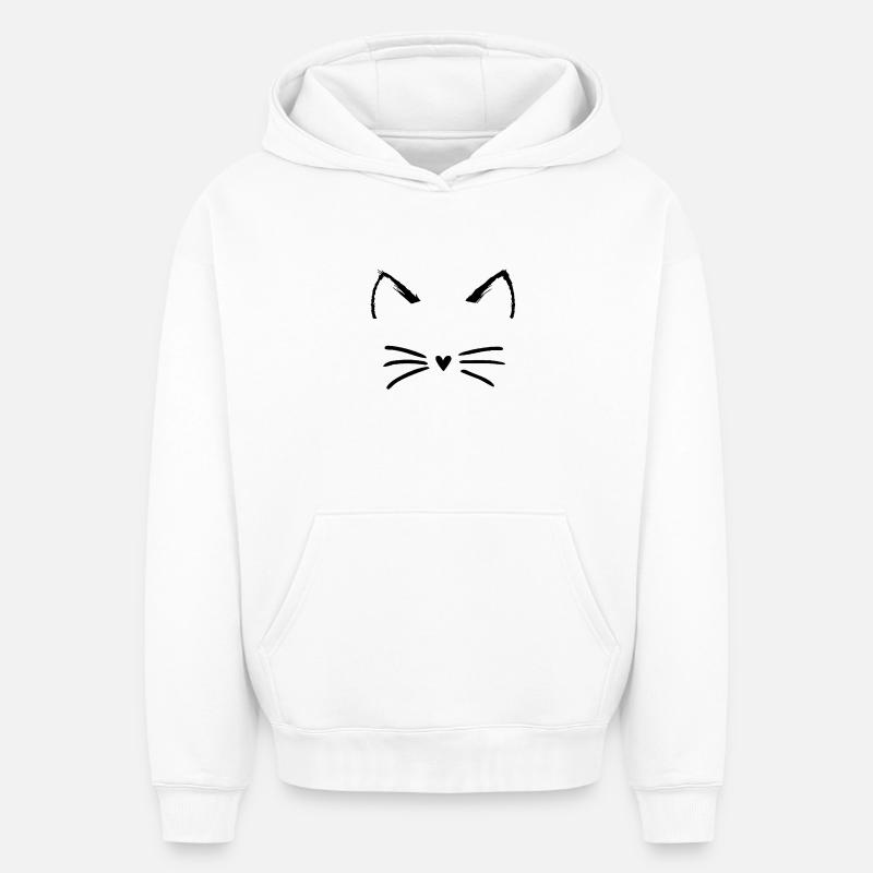 Chat - Sweat à capuche unisexe oversize épais SPREAD - blanc