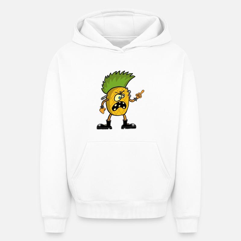Ananas anarchiste - Sweat à capuche unisexe oversize épais SPREAD - blanc