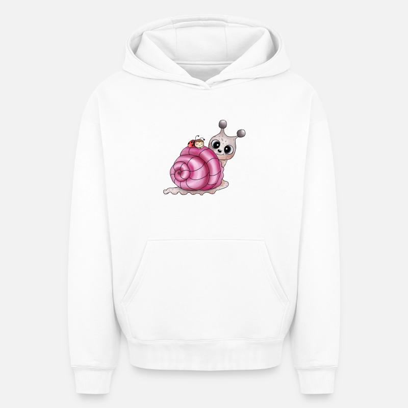 coquille rose - Sweat à capuche unisexe oversize épais SPREAD - blanc