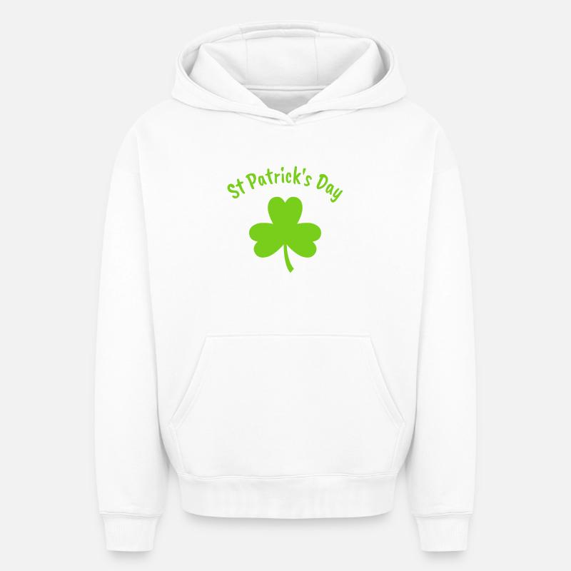 Saint-Patrick - Sweat à capuche unisexe oversize épais SPREAD - blanc