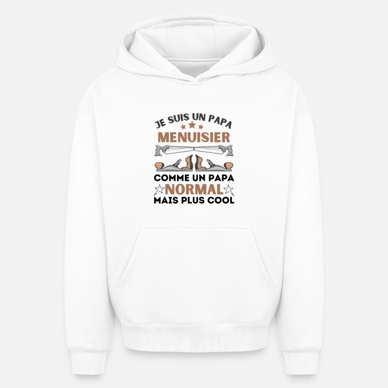 PAPA MENUISIER NORMAL - Sweat à capuche unisexe oversize épais SPREAD - blanc