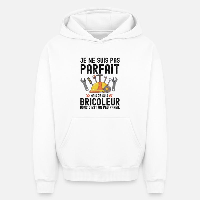 Humour Bricoleur Autodérision - Sweat à capuche unisexe oversize épais SPREAD - blanc