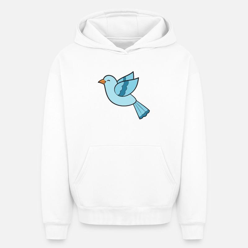 Oiseaux Oiseaux - Sweat à capuche unisexe oversize épais SPREAD - blanc