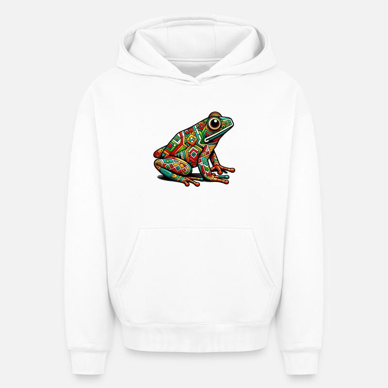 Grenouille - Sweat à capuche unisexe oversize épais SPREAD - blanc