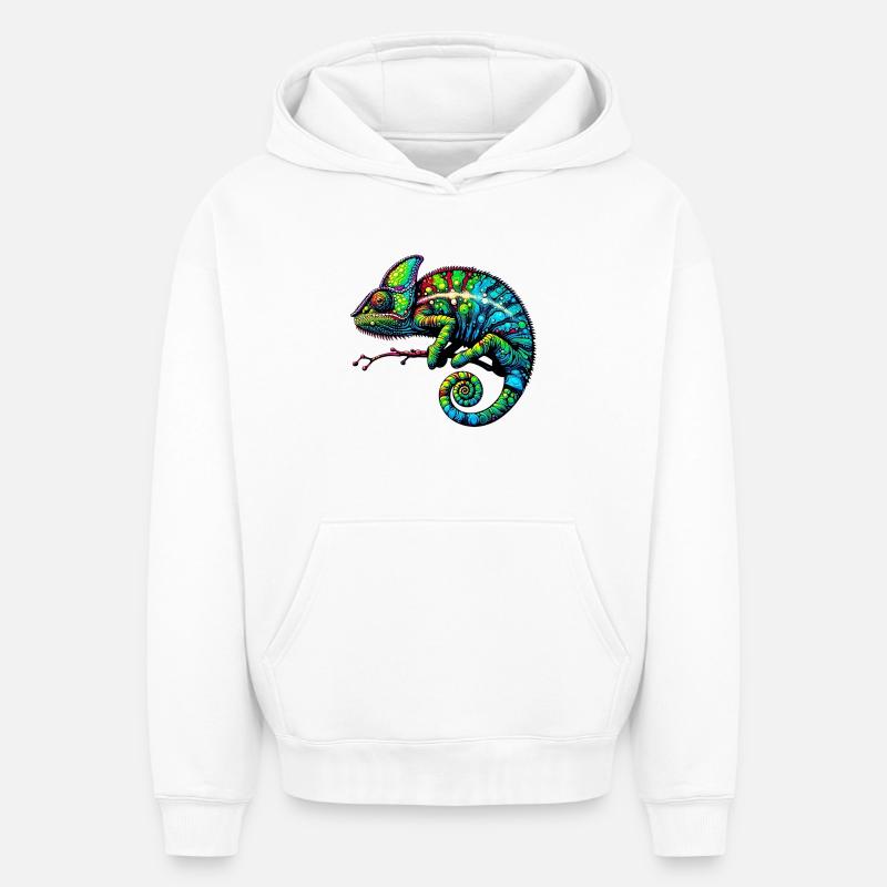 Caméléon - Sweat à capuche unisexe oversize épais SPREAD - blanc