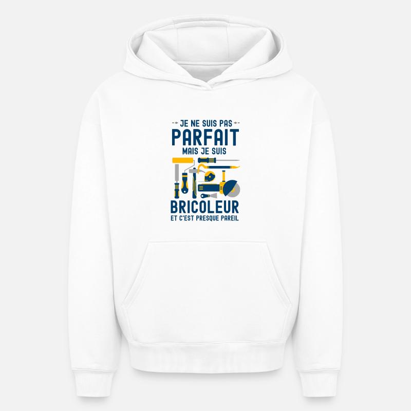 Pas parfait mais bricoleur 4 - Sweat à capuche unisexe oversize épais SPREAD - blanc
