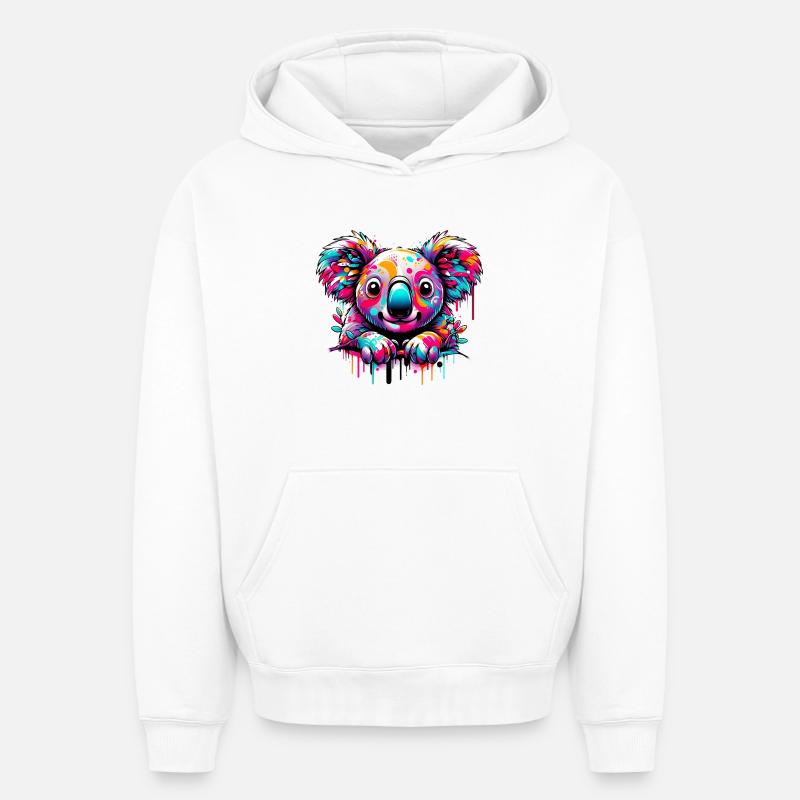Koala - Sweat à capuche unisexe oversize épais SPREAD - blanc