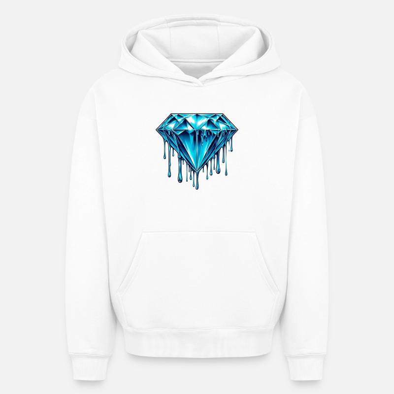 Diamant - Sweat à capuche unisexe oversize épais SPREAD - blanc