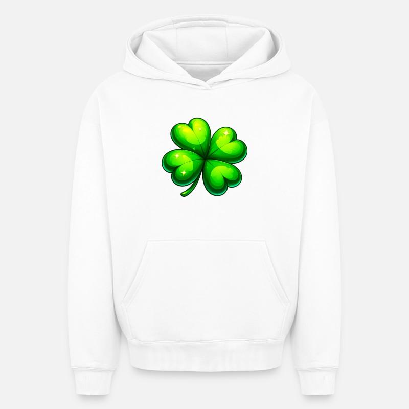 Trèfle à quatre feuilles - Sweat à capuche unisexe oversize épais SPREAD - blanc