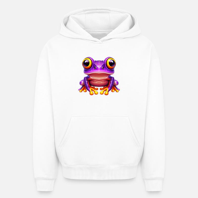 Grenouille - Sweat à capuche unisexe oversize épais SPREAD - blanc