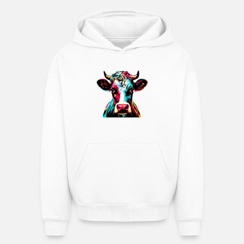 Vache - Sweat à capuche unisexe oversize épais SPREAD - blanc