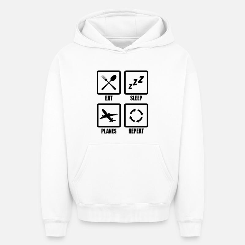 Passionné d’avion - Sweat à capuche unisexe oversize épais SPREAD - blanc