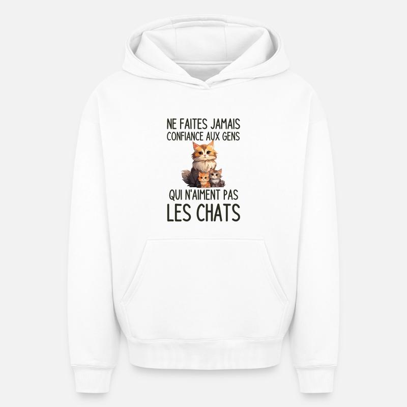 Propriétaire de chats - Sweat à capuche unisexe oversize épais SPREAD - blanc